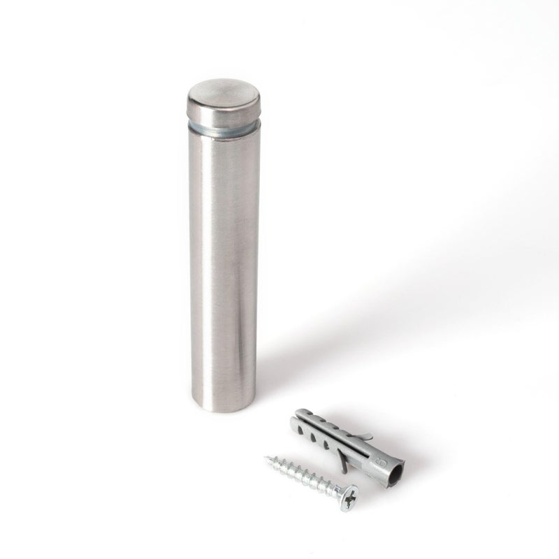 OUTWATER Stainless Steel Standoff 5/8 Inch Diameter x 3 Inch Barrel Length Brushed Finish for PVC, Glass and Acrylic Sign Stand Off Wall Anchors and Screws 4 Piece Pack for Heavy Signs - Image 1